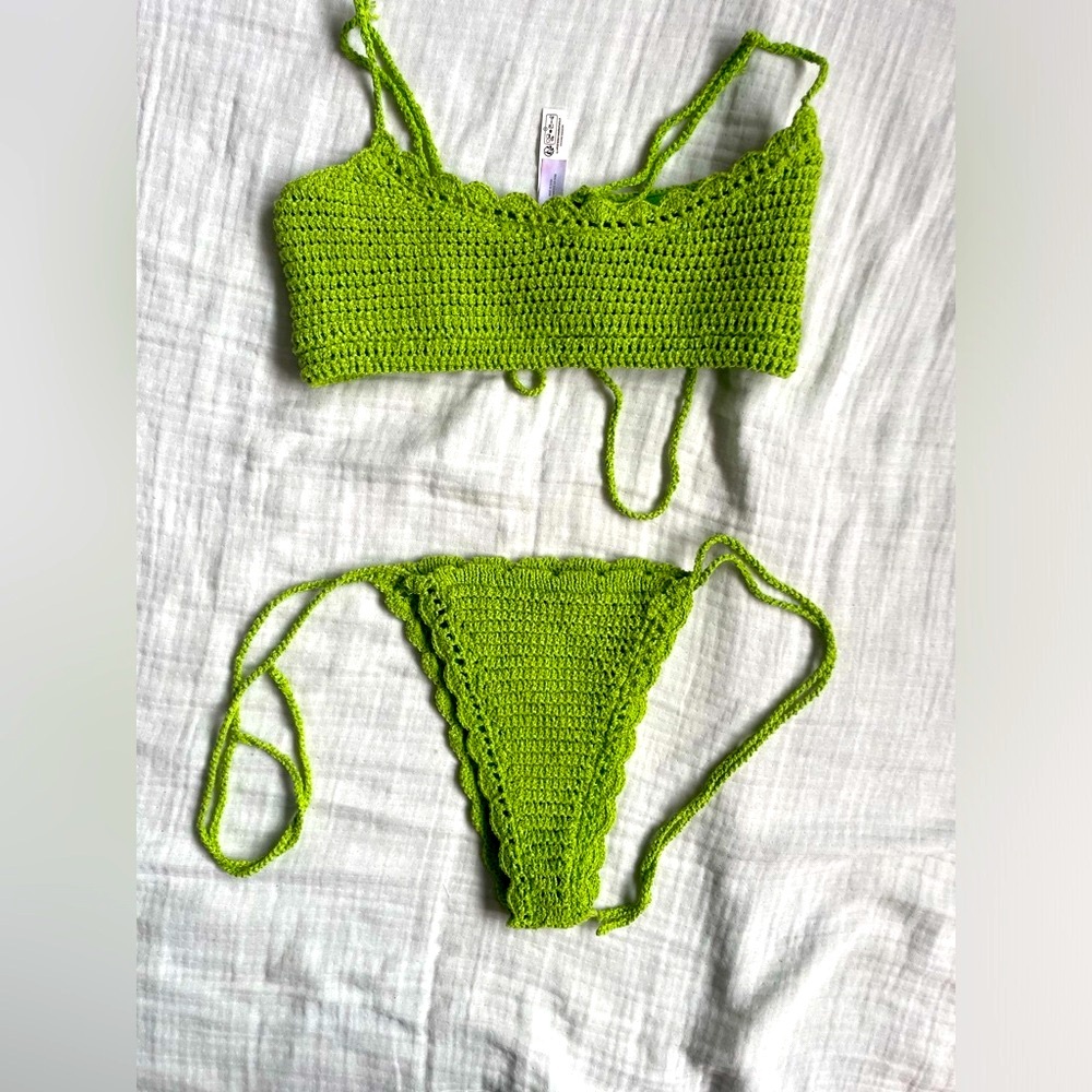 Urban Outfitters green crotchet bikini